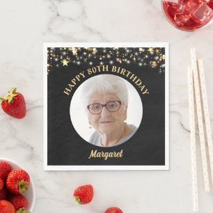 Birthday Gold Stars Foto jedes Alters benutzerdefi Serviette