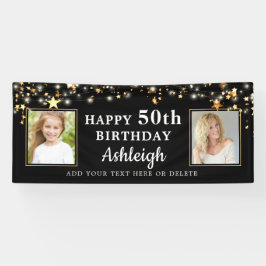 Birthday Gold Stars Lights 2 Foto Your Color Banner