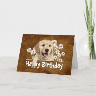 Birthday Golden Retriever auf braunem Leder Karte