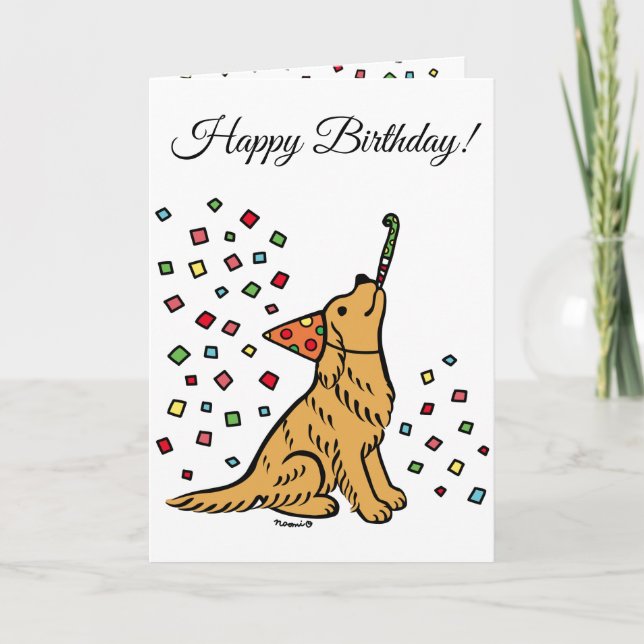 Birthday Golden Retriever Cartoon Karte (Vorderseite)