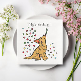 Birthday Golden Retriever Cartoon Serviette