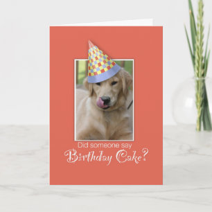 Birthday Golden Retriever Hund in Party Hat Karte