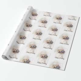 Birthday Golden Retriever mit Leash Geschenkpapier