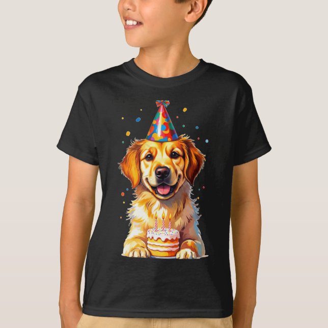 Birthday Golden Retriever, Party Dog  T-Shirt (Vorderseite)