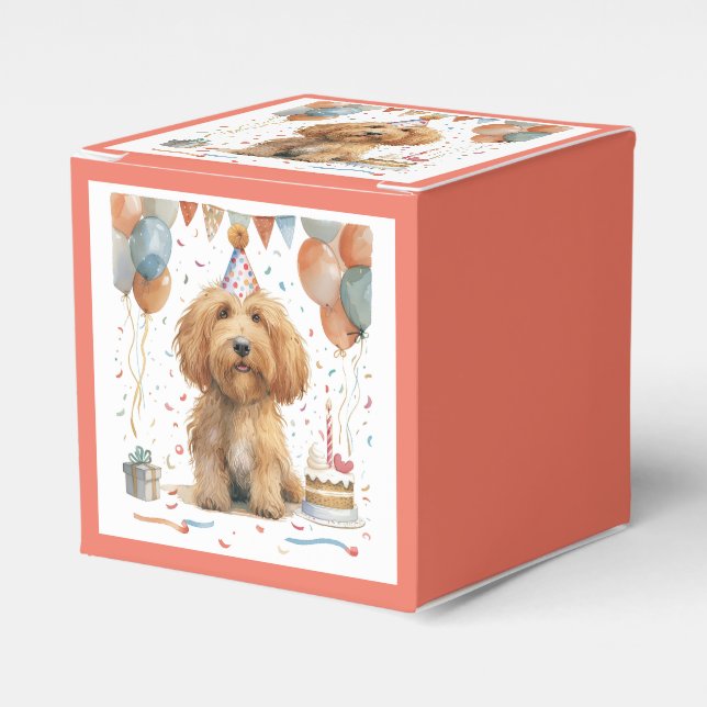 Birthday Goldendoodle Dog Geschenkschachtel (Vorderseite)