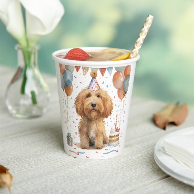 Birthday Goldendoodle Dog Pappbecher (In Situ)