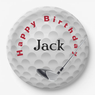 Birthday Golf Ball & Club Pappteller