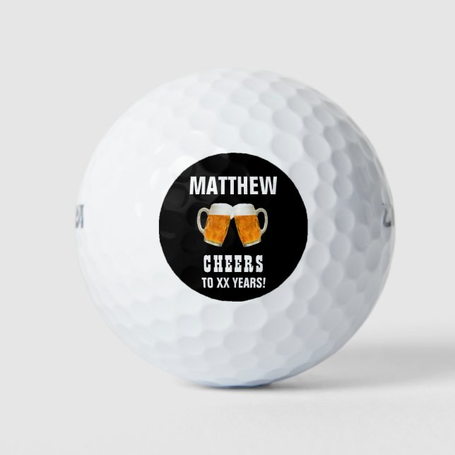 Birthday Golfer Beer Cheers Fun Golfball (Vorderseite)