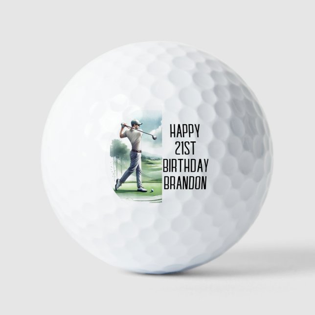 Birthday Golfer Funny 21. Happy Vater Golf Balls Golfball (Vorderseite)
