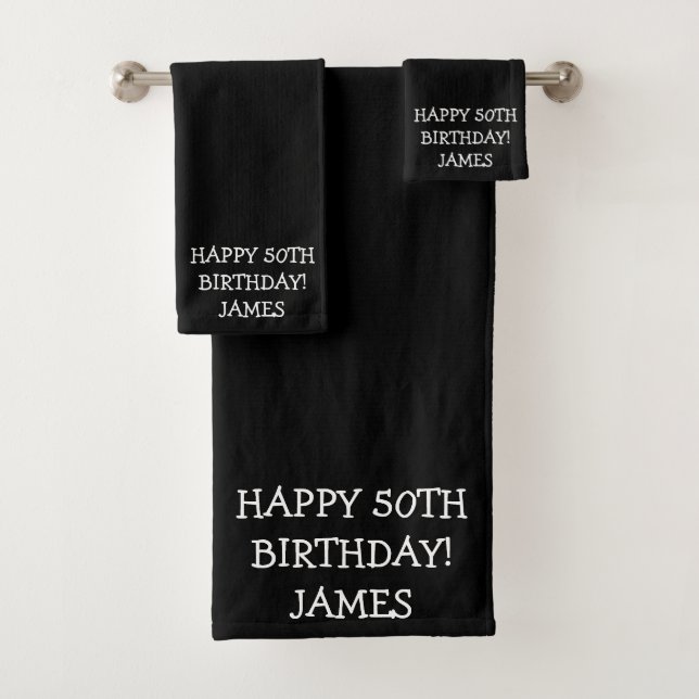 Birthday Golfer Funny 50. Schwarzer Vater Badhandtuch Set (Insitu)