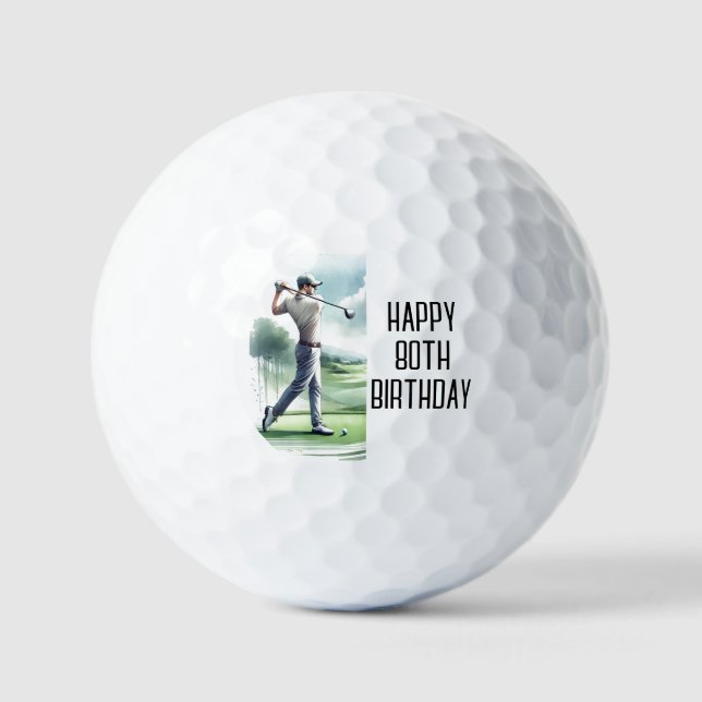 Birthday Golfer Funny 80. Happy Vater Golf Balls Golfball (Vorderseite)