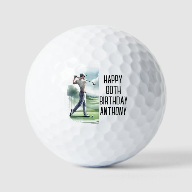 Birthday Golfer Funny 80. Happy Vater Golf Balls Golfball (Vorderseite)