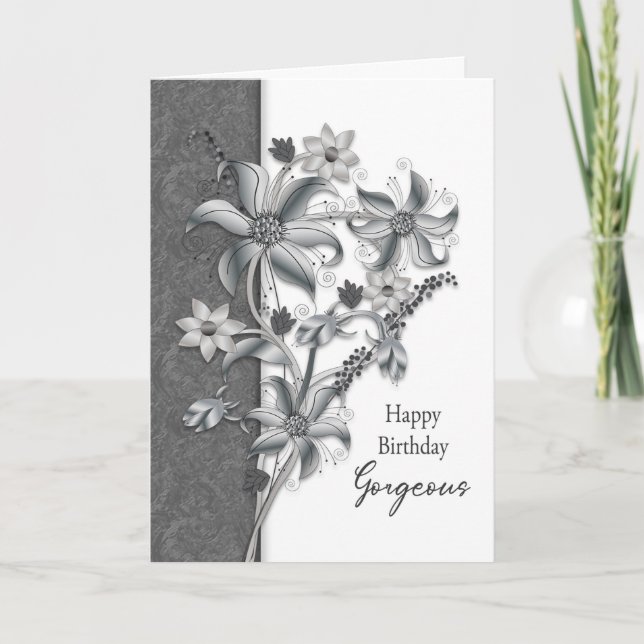 Birthday Gorgeous Shades of Gray Blume Karte (Vorderseite)