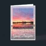 Birthday Grand Daughter, stunning Pink Sunrise. Karte<br><div class="desc">Happy Birthday card for Grand Daughter,  stunning pink and purple sunrise reflected on water. Text Says: Happy Birthday to my lovely Grand Daughter.</div>