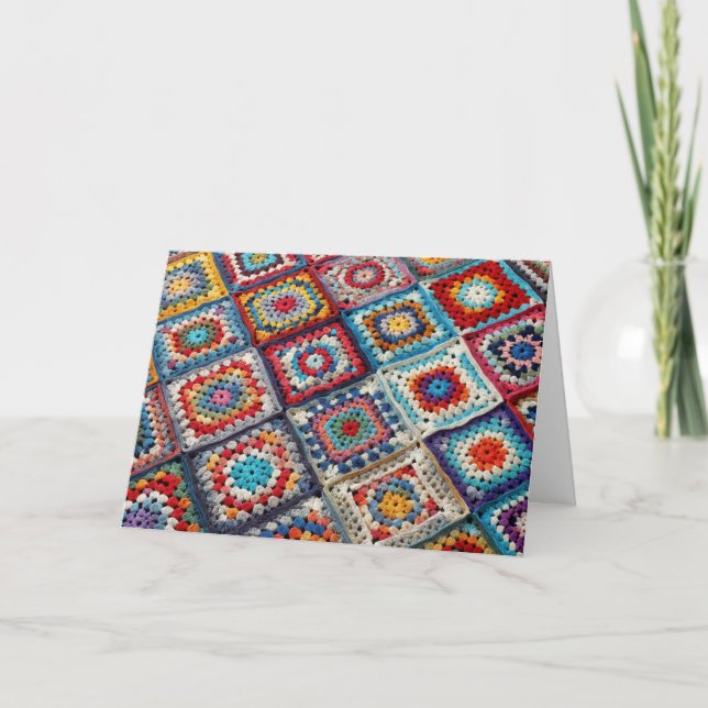 Birthday Granny Square Crocheted Quilt Karte (Vorderseite)