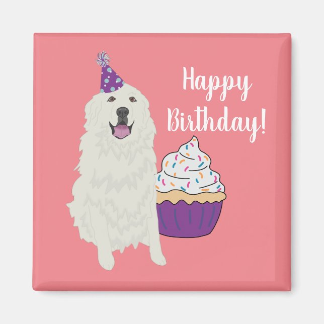 Birthday Great Pyrenäen Mountain Hund Magnet (Vorne)