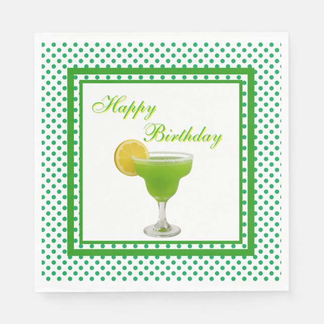 Birthday Green Margarita Serviette (Vorderseite)