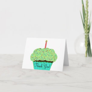 Birthday Green Zuckerguss Cupcake Vielen Dank Dankeskarte