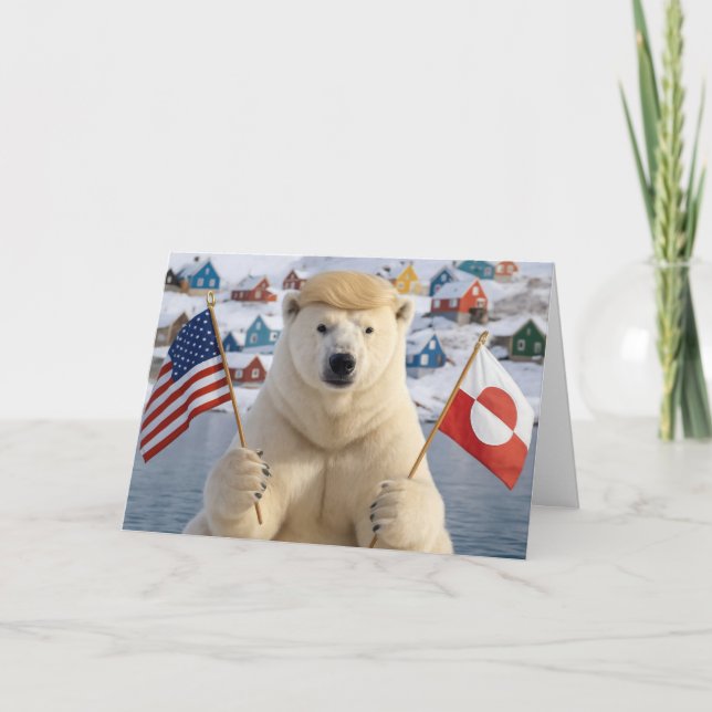 Birthday Greenland Polar Bear With Trump Hairstyle Karte (Vorderseite)