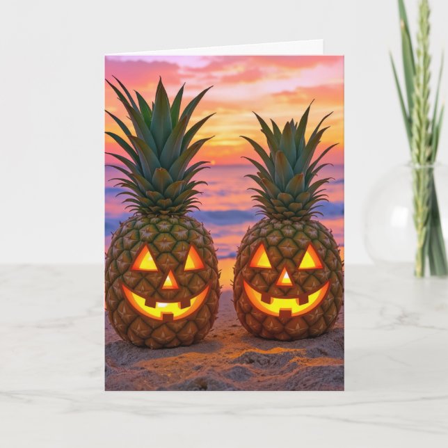 Birthday Halloween Pineapple Jack-o-lanterns Karte (Vorderseite)