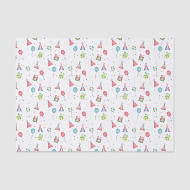 Birthday Hat Balloons präsentiert Muster farbig Seidenpapier (Vorderseite)