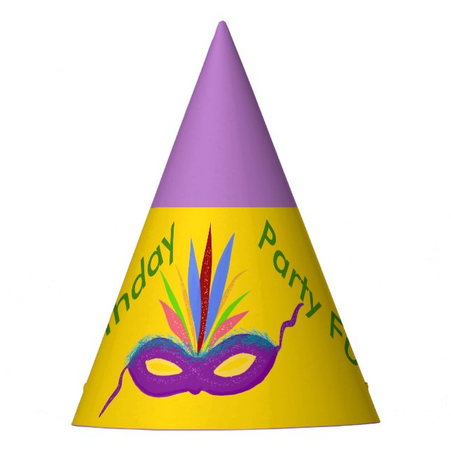 Birthday Hats Lila Mardi Gras Mask Balloons Partyhütchen (Vorderseite)