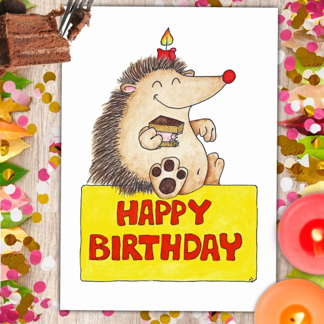 BIRTHDAY HEDGEHOG postcard by Nicole Janes Postkarte (Von Creator hochgeladen)