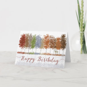 Birthday Herbst Bäume und einsames Hirsch Karte