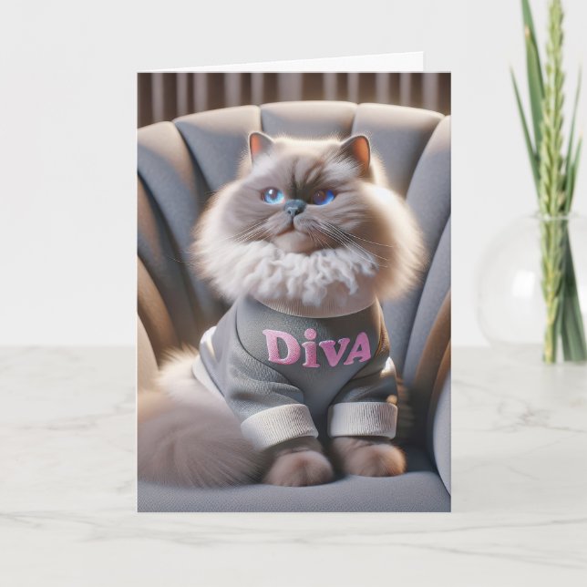 Birthday Himalayan Diva Cat Karte (Vorderseite)