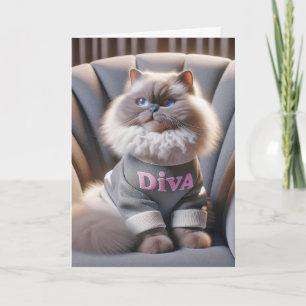 Birthday Himalayan Diva Cat Karte
