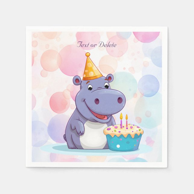 Birthday Hippo Napkins Serviette (Vorderseite)