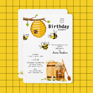Birthday Honey Bee Beehive Celebration Einladung