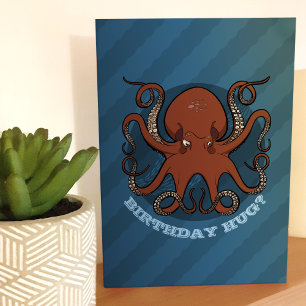 Birthday Hug Octopus Tentacles Cartoon With Text Karte