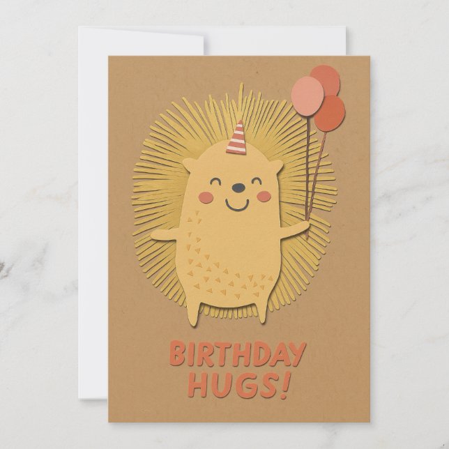 Birthday Hugs Igel Card (Vorderseite)