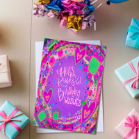 Birthday Hugs Lila Floral Hearts Trendy