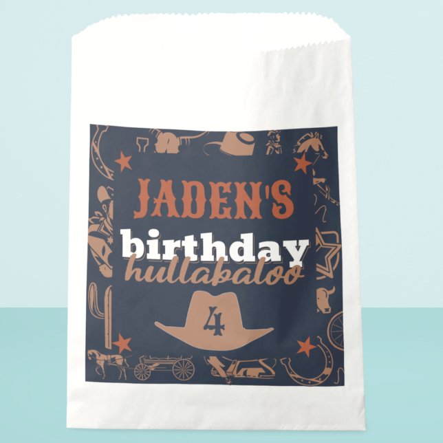 "Birthday Hullabaloo" Western Cowboy Party Geschenktütchen (Wild West cowboy western favor bag birthday party cowboy hat custom name and age)