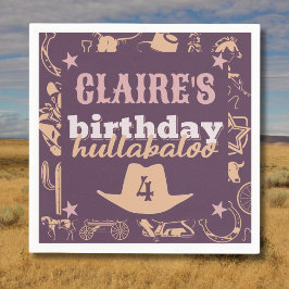 "Birthday Hullabaloo" Western Cowgirl Party Serviette