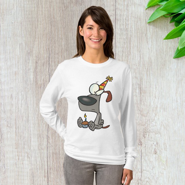 Birthday Hund Womens Long Sleeve T-Shirt (Von Creator hochgeladen)