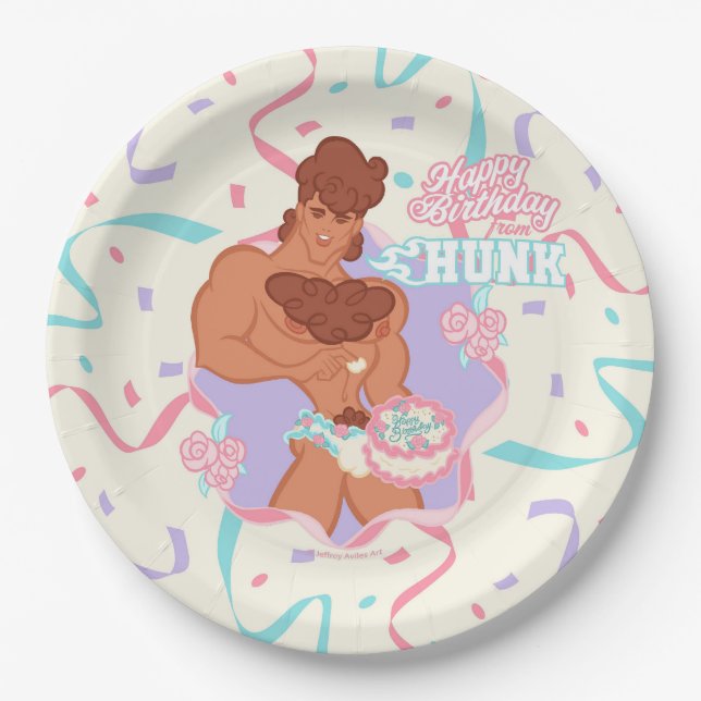 Birthday Hunk Paper Plate Pappteller (Vorderseite)