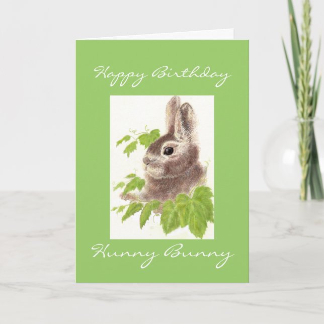 Birthday Hunny Bunny, Niedliches Kaninchen Karte (Vorderseite)