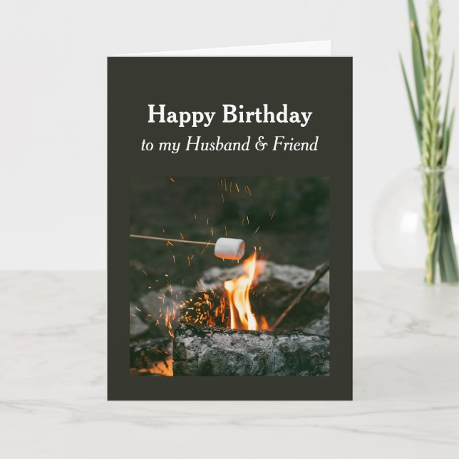 Birthday Husband Friend Camping Fire Outdoor Card Karte (Vorderseite)
