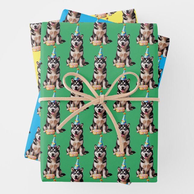 Birthday Husky Dog Geschenkpapier Set (Beispiel)