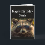 Birthday Individuelle Name Cool Friend Raccoon Karte<br><div class="desc">Happy Birthday Individuelle Name cool Friend Raccoon Tier in Brillen</div>