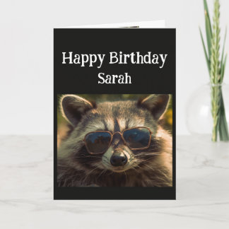 Birthday Individuelle Name Cool Sister Raccoon Karte
