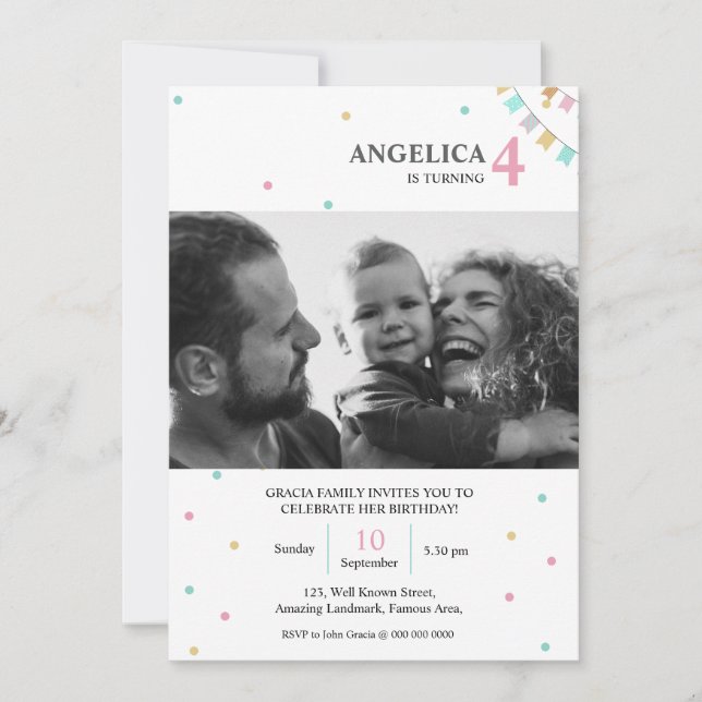 Birthday Invitation | Custom Year Number Einladung (Vorderseite)