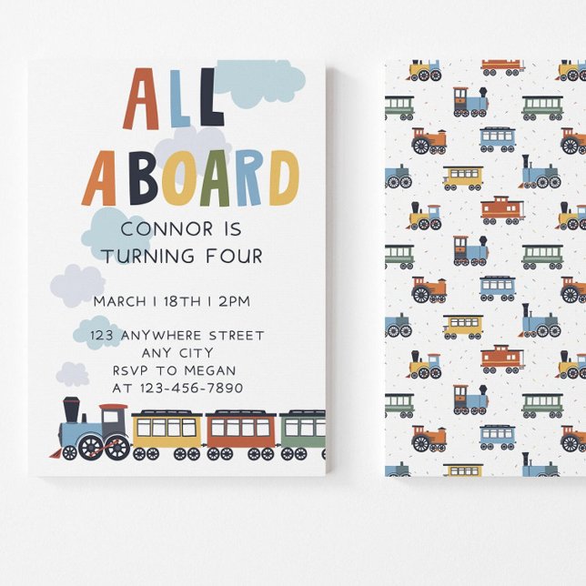 Birthday Invitation Editable Template Modern Train Einladung (Von Creator hochgeladen)