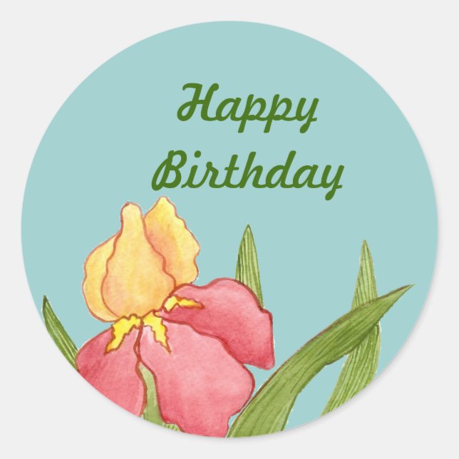 Birthday Iris Sticker (Vorderseite)