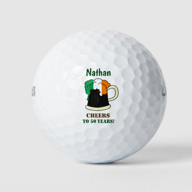 Birthday Irish Flag Beer Cheer Golfball (Vorderseite)