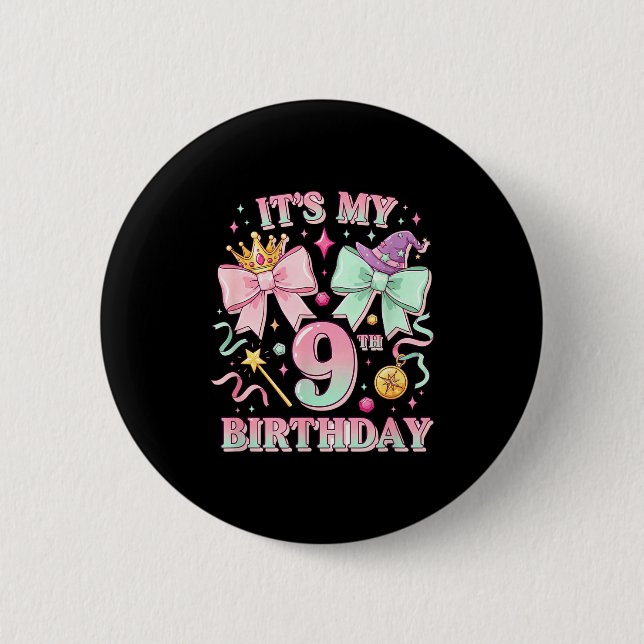 Birthday It's My 9th Birthday Cute Magical Princes Button (Vorderseite)