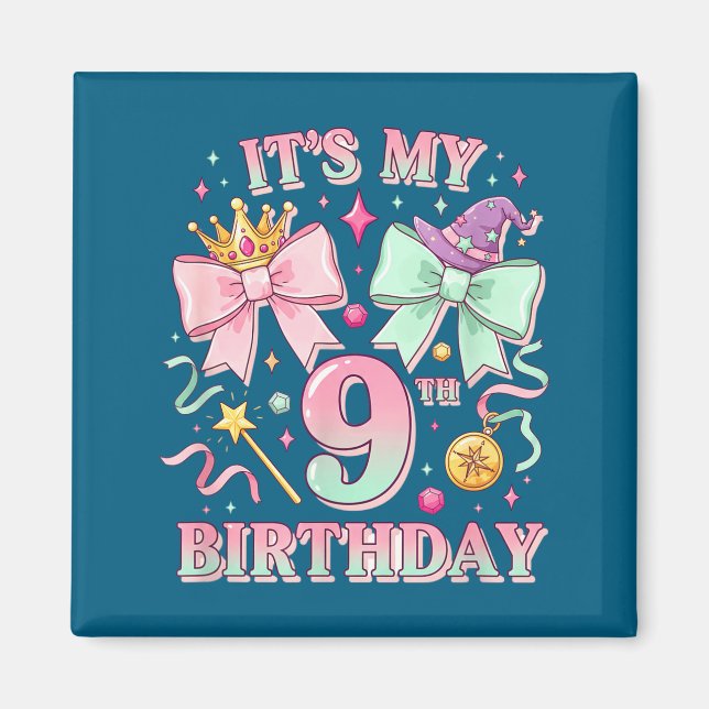 Birthday It's My 9th Birthday Cute Magical Princes Magnet (Vorne)
